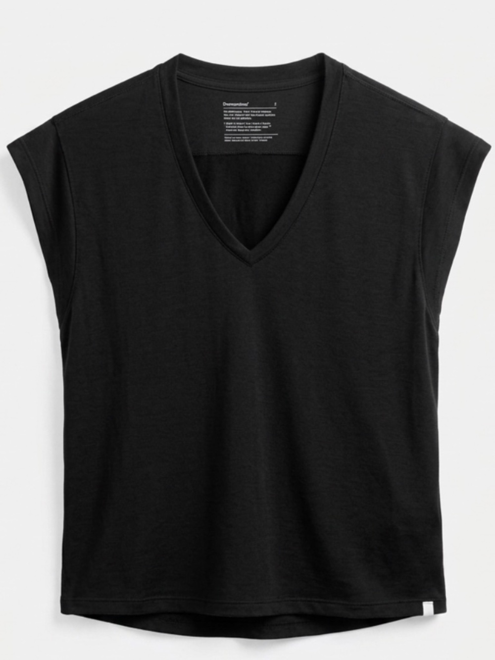 Ministry Of Supply Large BLACK Merino Wool Blend V Neck Shirt Top Tee